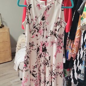 Floral Midi Dress - Pink Floral Print